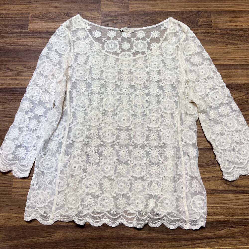 Capri Lacey Top  Size Large Swim Cover Shirt
